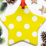 Polka Dots - White on Canary Yellow Star Ornament (Two Sides)