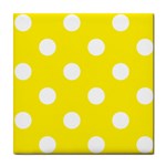 Polka Dots - White on Canary Yellow Tile Coaster