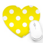 Polka Dots - White on Canary Yellow Heart Mousepad