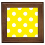 Polka Dots - White on Canary Yellow Framed Tile