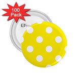 Polka Dots - White on Canary Yellow 2.25  Button (100 pack)