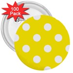 Polka Dots - White on Canary Yellow 3  Button (100 pack)