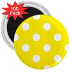 Polka Dots - White on Canary Yellow 3  Magnet (100 pack)