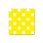 Polka Dots - White on Canary Yellow Magnet (Square)