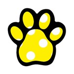 Polka Dots - White on Canary Yellow Magnet (Paw Print)