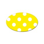 Polka Dots - White on Canary Yellow Sticker Oval (10 pack)