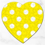 Polka Dots - White on Canary Yellow Jigsaw Puzzle (Heart)