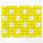 Polka Dots - White on Canary Yellow Jigsaw Puzzle (Rectangular)
