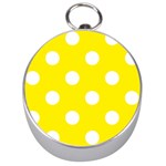 Polka Dots - White on Canary Yellow Silver Compass