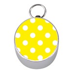 Polka Dots - White on Canary Yellow Silver Compass (Mini)