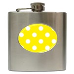 Polka Dots - White on Canary Yellow Hip Flask (6 oz)