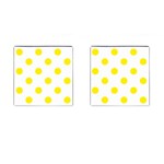 Polka Dots - Canary Yellow on White Cufflinks (Square)