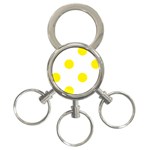 Polka Dots - Canary Yellow on White 3-Ring Key Chain