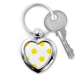 Polka Dots - Canary Yellow on White Key Chain (Heart)