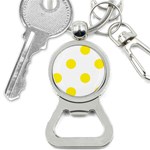 Polka Dots - Canary Yellow on White Bottle Opener Key Chain