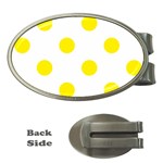 Polka Dots - Canary Yellow on White Money Clip (Oval)