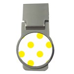Polka Dots - Canary Yellow on White Money Clip (Round)