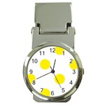 Polka Dots - Canary Yellow on White Money Clip Watch