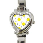 Polka Dots - Canary Yellow on White Heart Italian Charm Watch