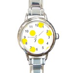 Polka Dots - Canary Yellow on White Round Italian Charm Watch