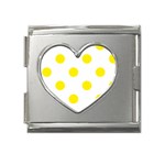 Polka Dots - Canary Yellow on White Mega Link Heart Italian Charm (18mm)