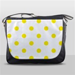 Polka Dots - Canary Yellow on White Messenger Bag