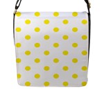 Polka Dots - Canary Yellow on White Flap Closure Messenger Bag (L)