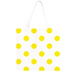 Polka Dots - Canary Yellow on White Grocery Light Tote Bag
