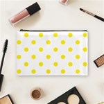 Polka Dots - Canary Yellow on White Cosmetic Bag (M)