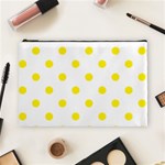 Polka Dots - Canary Yellow on White Cosmetic Bag (L)