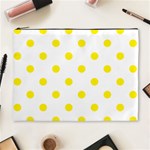Polka Dots - Canary Yellow on White Cosmetic Bag (XL)
