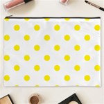 Polka Dots - Canary Yellow on White Cosmetic Bag (XXXL)