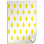 Polka Dots - Canary Yellow on White Canvas 12  x 18 
