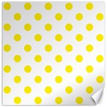Polka Dots - Canary Yellow on White Canvas 20  x 20 
