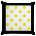 Polka Dots - Canary Yellow on White Throw Pillow Case (Black)