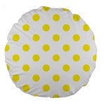 Polka Dots - Canary Yellow on White Large 18  Premium Round Cushion