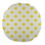Polka Dots - Canary Yellow on White Large 18  Premium Flano Round Cushion