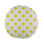 Polka Dots - Canary Yellow on White Standard 15  Premium Round Cushion