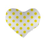 Polka Dots - Canary Yellow on White Standard 16  Premium Heart Shape Cushion