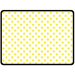 Polka Dots - Canary Yellow on White Fleece Blanket (Large) (One Side)