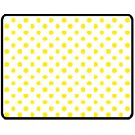 Polka Dots - Canary Yellow on White Fleece Blanket (Medium) (One Side)