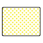 Polka Dots - Canary Yellow on White Fleece Blanket (Small) (One Side)