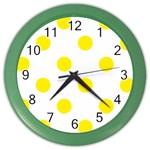 Polka Dots - Canary Yellow on White Color Wall Clock