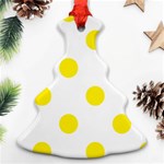 Polka Dots - Canary Yellow on White Christmas Tree Ornament (Two Sides)