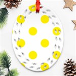 Polka Dots - Canary Yellow on White Ornament (Bell) Ornament (Oval Filigree)