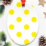 Polka Dots - Canary Yellow on White Oval Ornament (Two Sides)