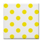Polka Dots - Canary Yellow on White Tile Coaster