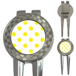Polka Dots - Canary Yellow on White 3-in-1 Golf Divot