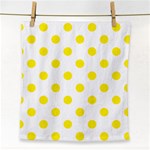 Polka Dots - Canary Yellow on White Face Towel