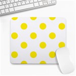 Polka Dots - Canary Yellow on White Large Mousepad